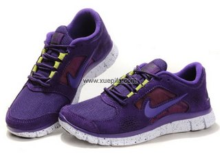 Nike耐克赤足跑鞋 2012新款RUN+3紫白 女
