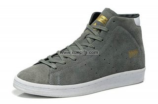 Adidas阿迪三叶草潮流板鞋 2012新款Official Mid 80`s贝克汉姆代言灰色 男