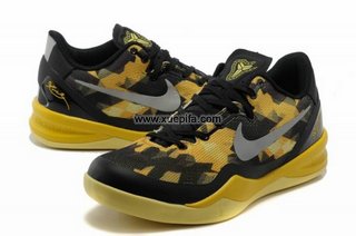 科比8代篮球鞋 2013新款黑黄 555035-001 男